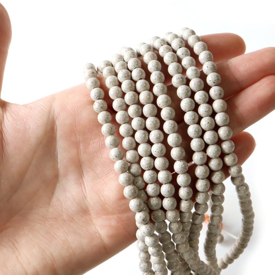 GOLD STONE 北投石 一連 ビーズ 6mm 40cm 台湾産 マイナスイオン測定