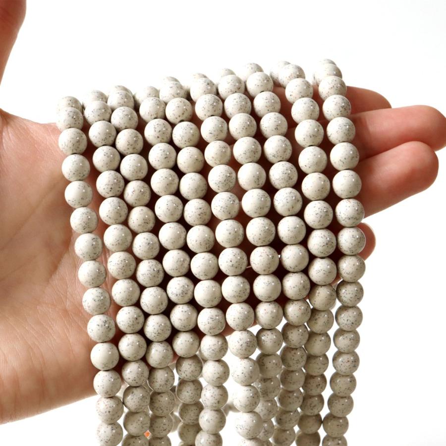 GOLD STONE 北投石 一連 ビーズ 8mm 40cm 台湾産 マイナスイオン測定