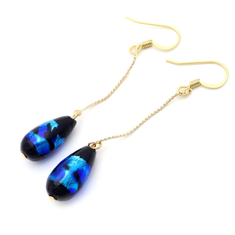 1233】蛍玉とガラスビーズドロップのピアス