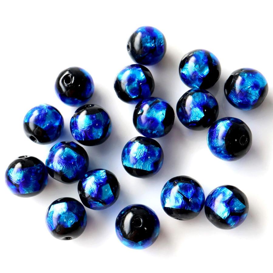 光る ホタルガラス ブルー 12mm 粒売り 1粒 とんぼ玉 青色 沖縄 お土産 