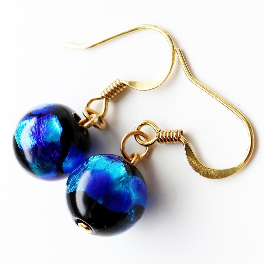 GOLD STONE ホタルガラス ピアス レディース 両耳用 とんぼ玉 沖縄