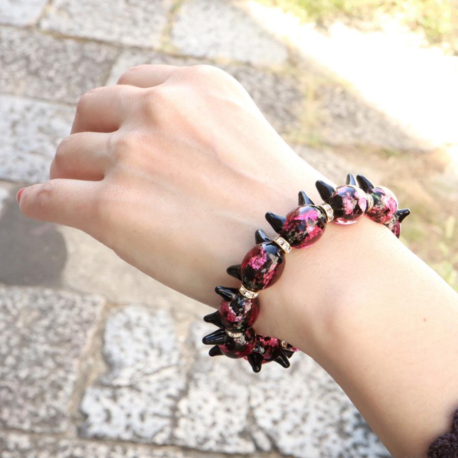 GOLD STONE ホタルガラス ブレスレット 光る ピンク 夜光 猫型