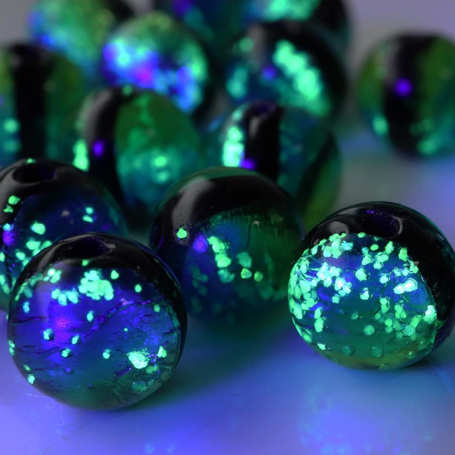 GOLD STONE 光る ケラママリン ホタルガラス 8mm 粒売り 1粒 イエロー