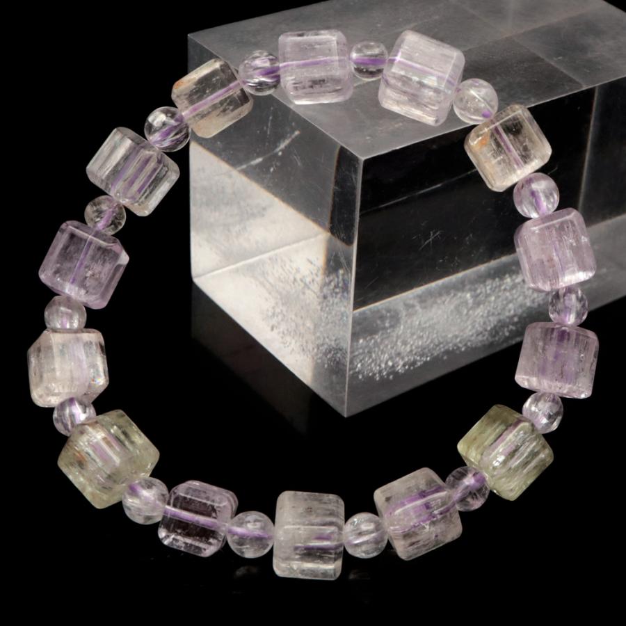 クンツァイト ブレスレット キューブカット ブラジル産 1点物 天然石 Kunzite リチア輝石 リチアきせき 爆買 父の日の画像