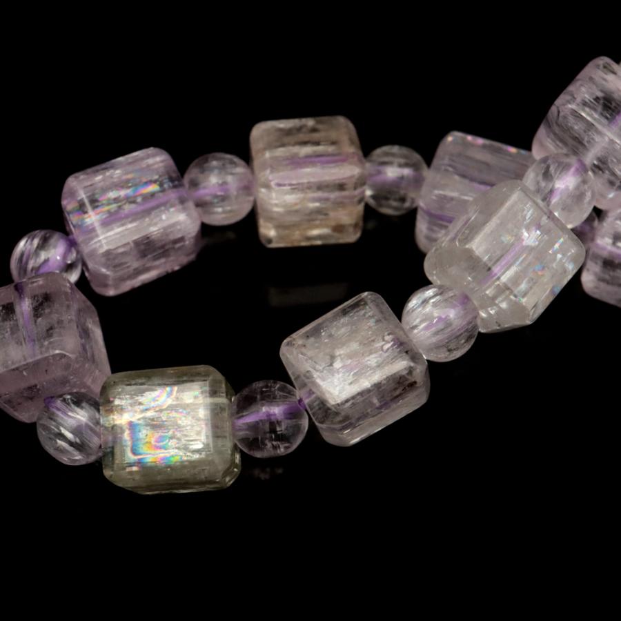クンツァイト ブレスレット キューブカット ブラジル産 1点物 天然石 Kunzite リチア輝石 リチアきせき 爆買 父の日の画像