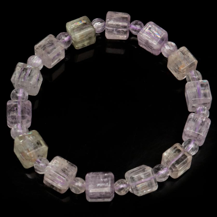 クンツァイト ブレスレット キューブカット ブラジル産 1点物 天然石 Kunzite リチア輝石 リチアきせき 爆買 父の日の画像