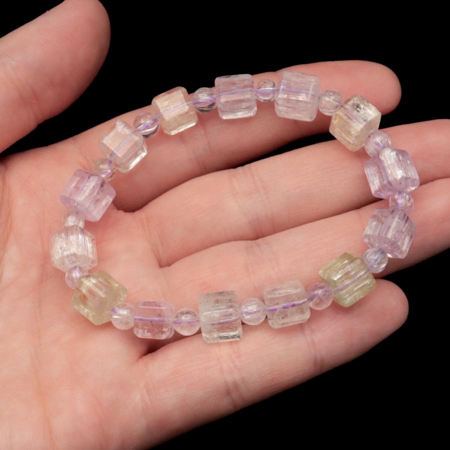 クンツァイト ブレスレット キューブカット ブラジル産 1点物 天然石 Kunzite リチア輝石 リチアきせき 爆買 父の日の画像