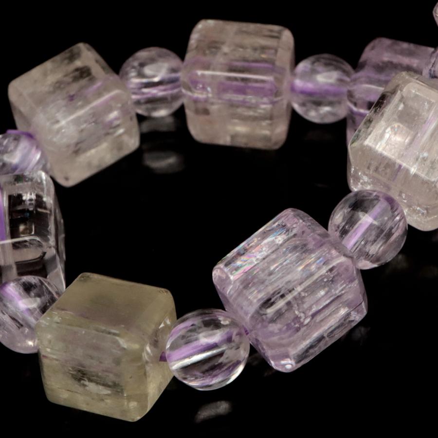 クンツァイト ブレスレット キューブカット ブラジル産 1点物 天然石 Kunzite リチア輝石 リチアきせき 爆買 父の日の画像