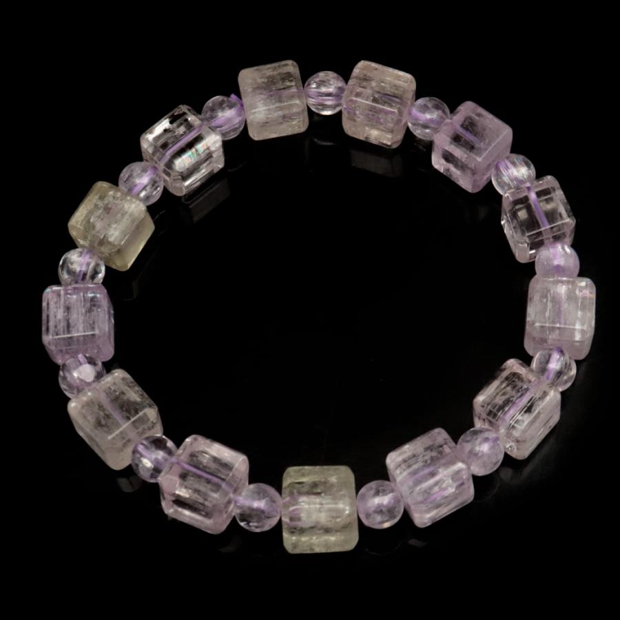 クンツァイト ブレスレット キューブカット ブラジル産 1点物 天然石 Kunzite リチア輝石 リチアきせき 爆買 父の日の画像