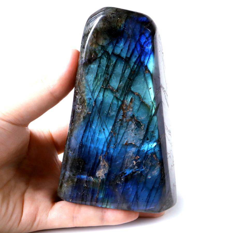 ③強シラー ラブラドライト 原石 レインボーシラー ブルーシラー 置物 台座付 ③強シラー ラブラドライト 原石 レインボーシラー ブルーシラー