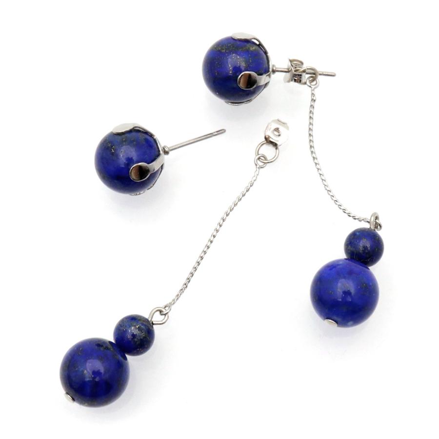 GOLD STONE ラピスラズリ ピアス レディース スタッドピアス 揺れる 2