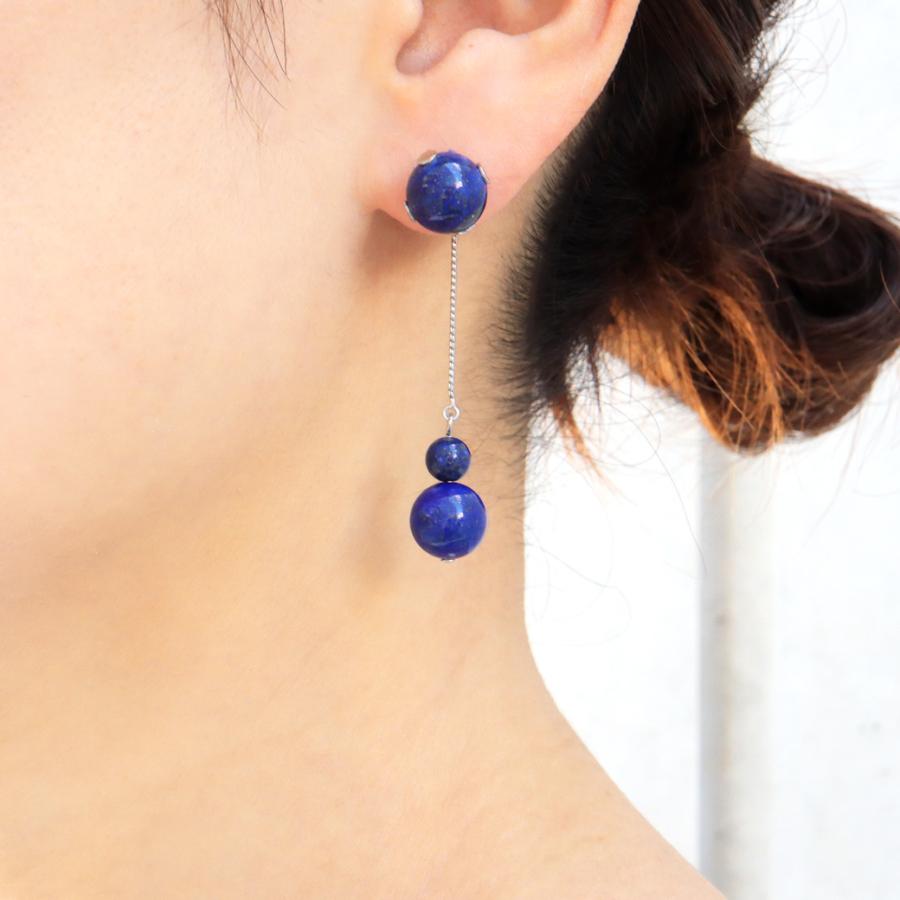 GOLD STONE ラピスラズリ ピアス レディース スタッドピアス 揺れる 2