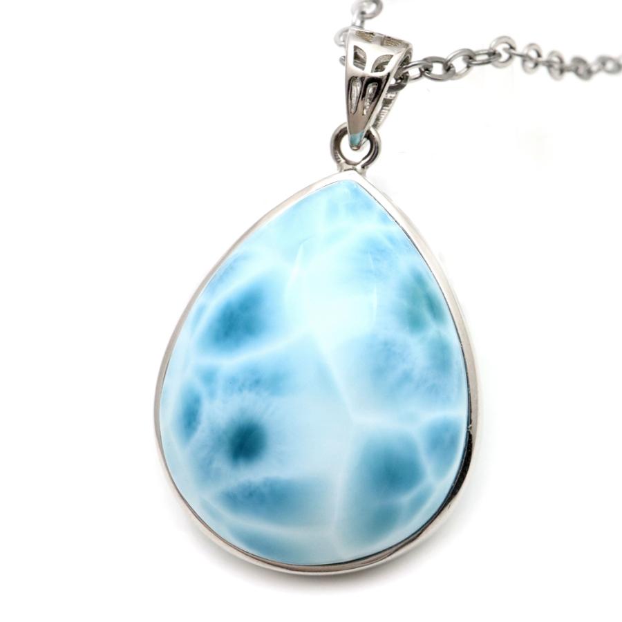 天然石☆ハイグレード！高品質！ラリマーしずく型ペンダントトップ☆ネックレス付き GOLD STONE ラリマー ネックレス しずく ドロップ 天然石 ペンダント