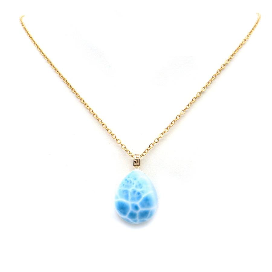 GOLD STONE ラリマー ネックレス 天然石 しずく ドロップ ペンダント