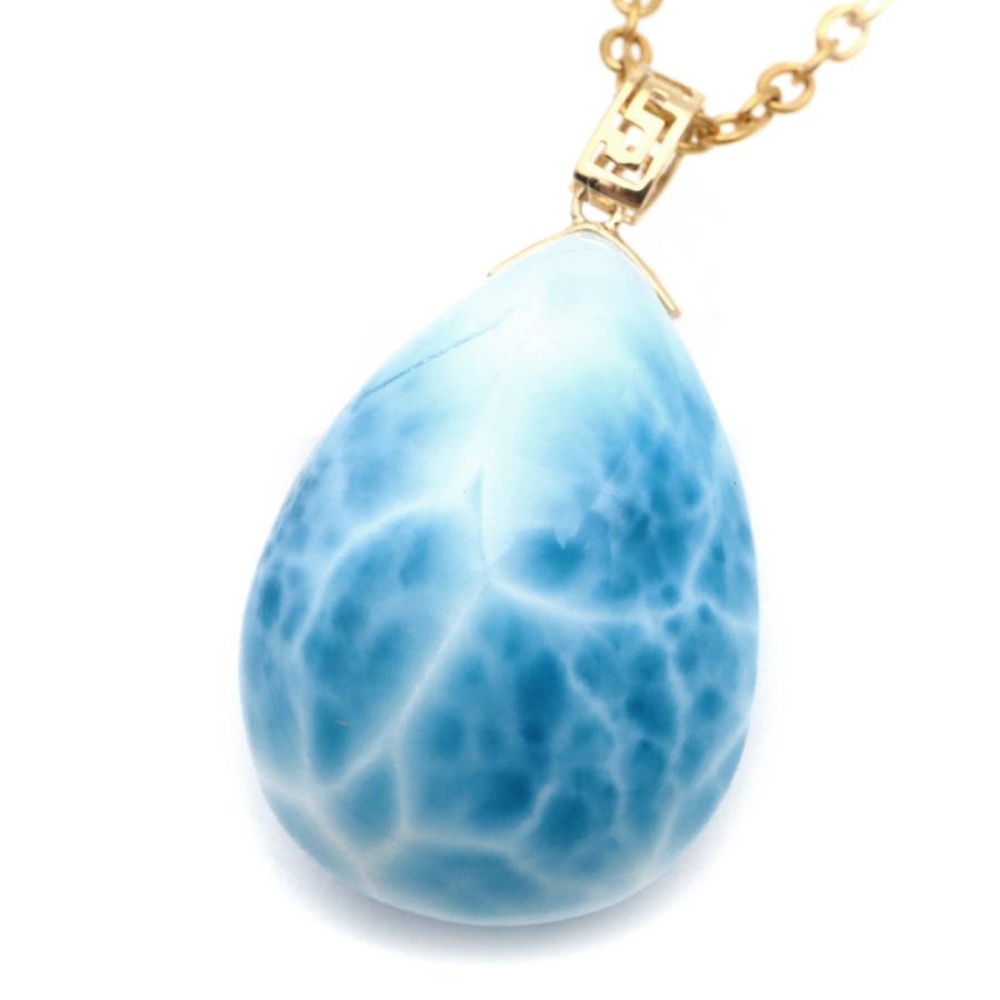 GOLD STONE ラリマー ネックレス 天然石 しずく ドロップ ペンダント 
