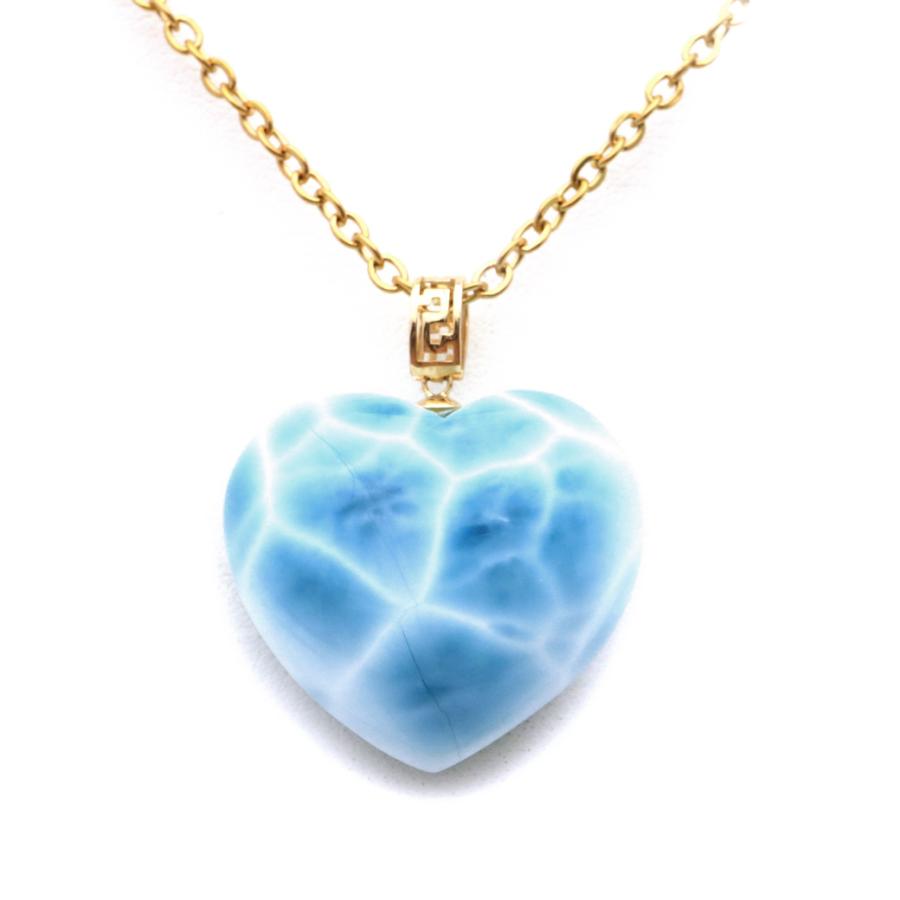 GOLD STONE ラリマー ネックレス 天然石 ハート ペンダント 18金 K18 