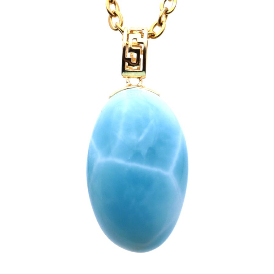 GOLD STONE ラリマー ネックレス 天然石 ペンダント 18金 K18 ロイヤル 