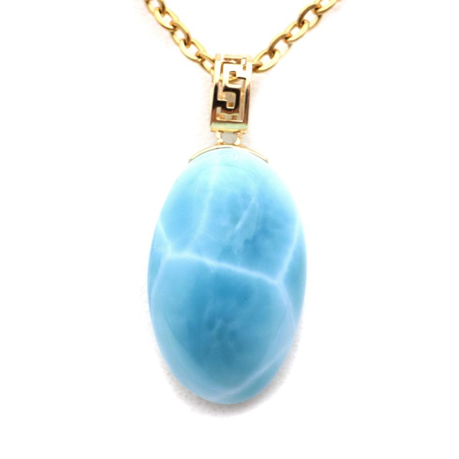 GOLD STONE ラリマー ネックレス 天然石 ペンダント 18金 K18 ロイヤル 