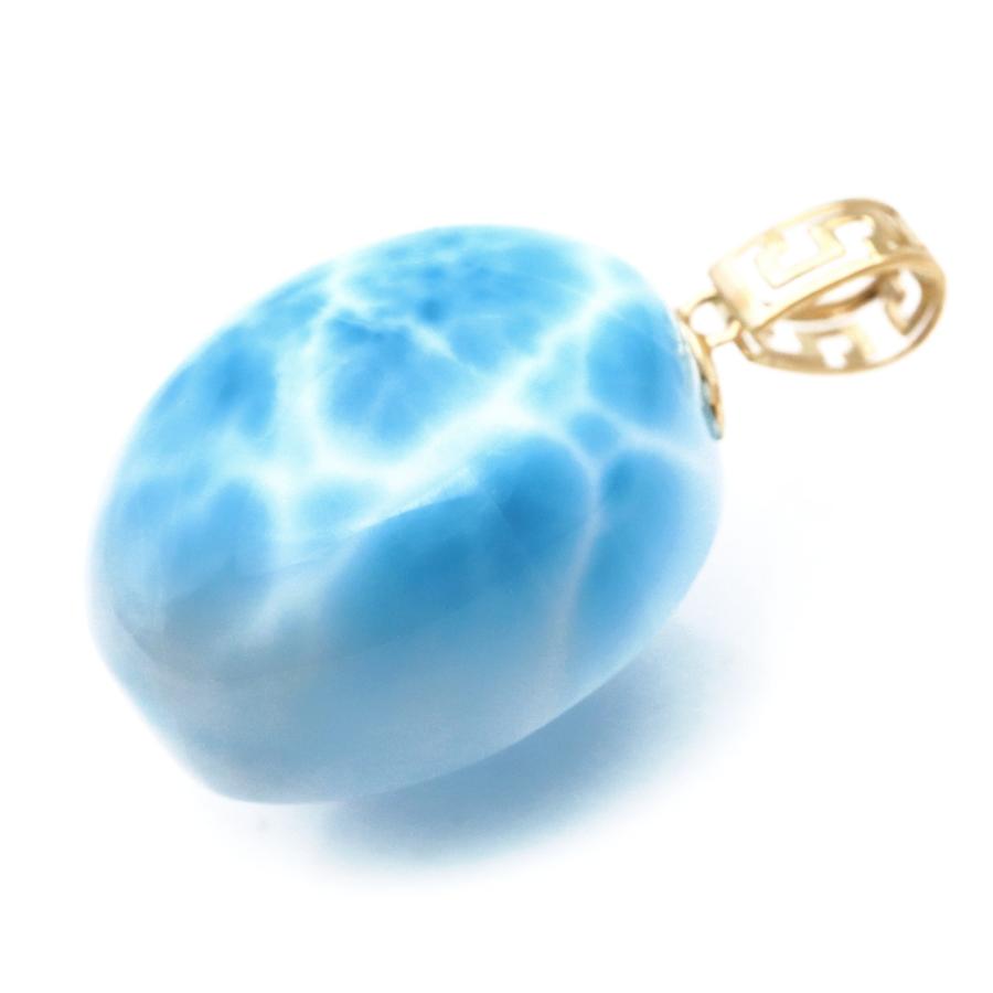 ラリマー ネックレス 天然石 ペンダント 18金 K18 ロイヤルクラス Srank スカイブルー ドミニカ産 パワーストーン 1点物 プレゼント 爆買 父の日の画像