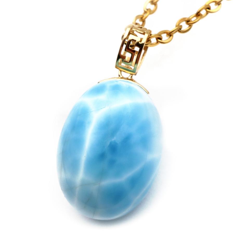 GOLD STONE ラリマー ネックレス 天然石 ペンダント 18金 K18 ロイヤル 