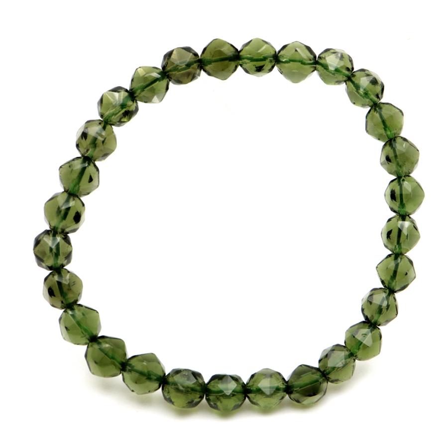 モルダバイト　ブレスレット　鑑別書付き　レインボー 究極！完全天然12.5mm玉！超高波動チェコ産モルダバイト