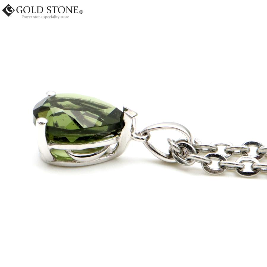 GOLD STONE モルダバイト ネックレス ドロップ しずく 宝石質 天然石
