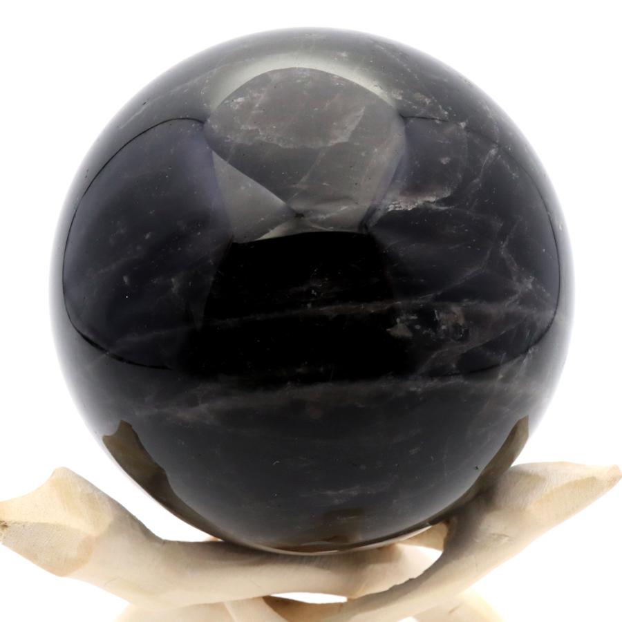 モリオン 黒水晶 丸玉 木製台座付き 直径 80mm 山東省産 天然石 パワーストーン 1点もの 置き物 インテリア 置物 開運 原石 爆買 クリスマス