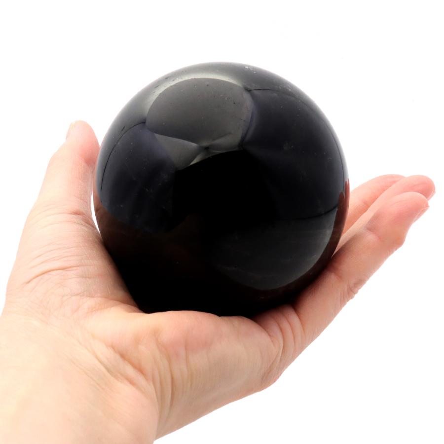 モリオン 黒水晶 丸玉 木製台座付き 直径 80mm 山東省産 天然石 パワーストーン 1点もの 置き物 インテリア 置物 開運 原石 爆買 クリスマス