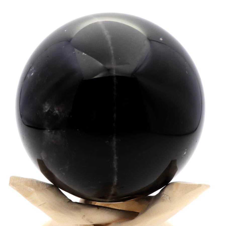 【一点物】天然モリオン 黒水晶 約4cm丸玉 台座付き 山東省産 モリオン 黒水晶 丸玉 木製台座付き 直径 82mm 山東省産 天然石