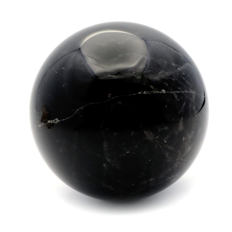 モリオン 黒水晶 丸玉 木製台座付き 直径 70mm 山東省産 天然石 