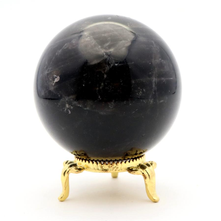 GOLD STONE モリオン 黒水晶 丸玉 座付き 直径 58mm 山東省産 天然石