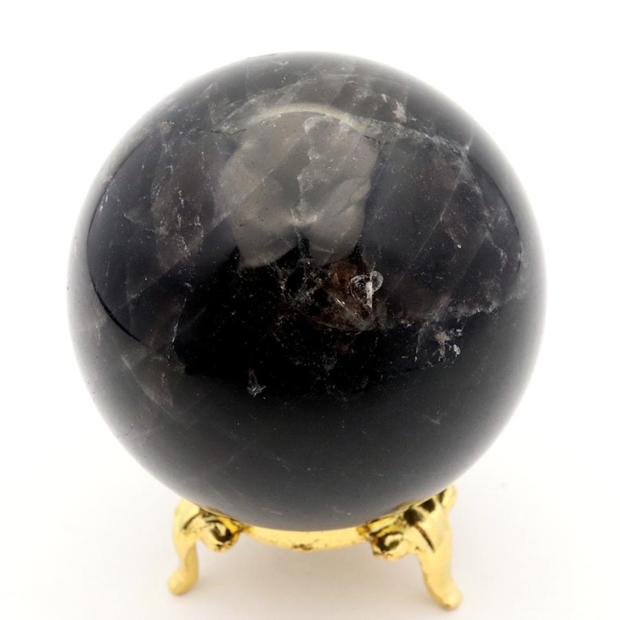 GOLD STONE モリオン 黒水晶 丸玉 座付き 直径 58mm 山東省産 天然石