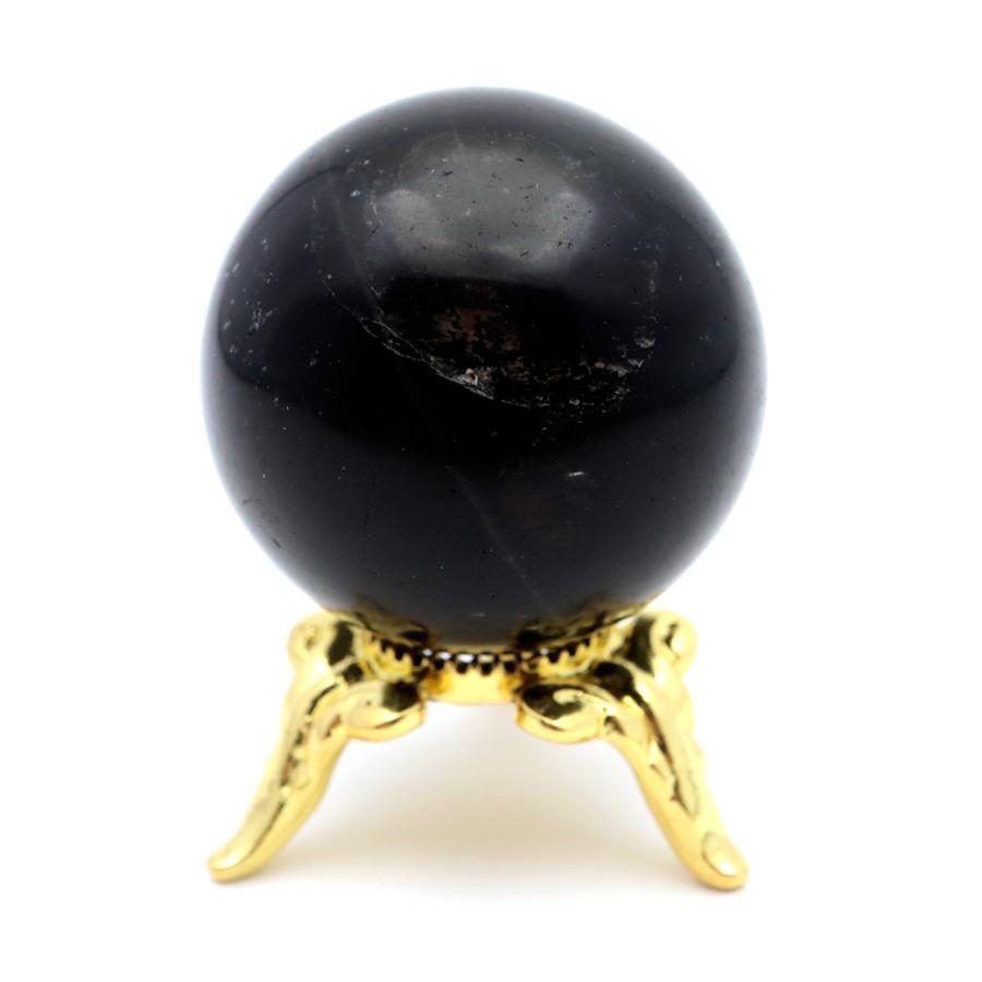 GOLD STONE モリオン 黒水晶 丸玉 24mm~26mm 山東省産 台座付き 置き物 