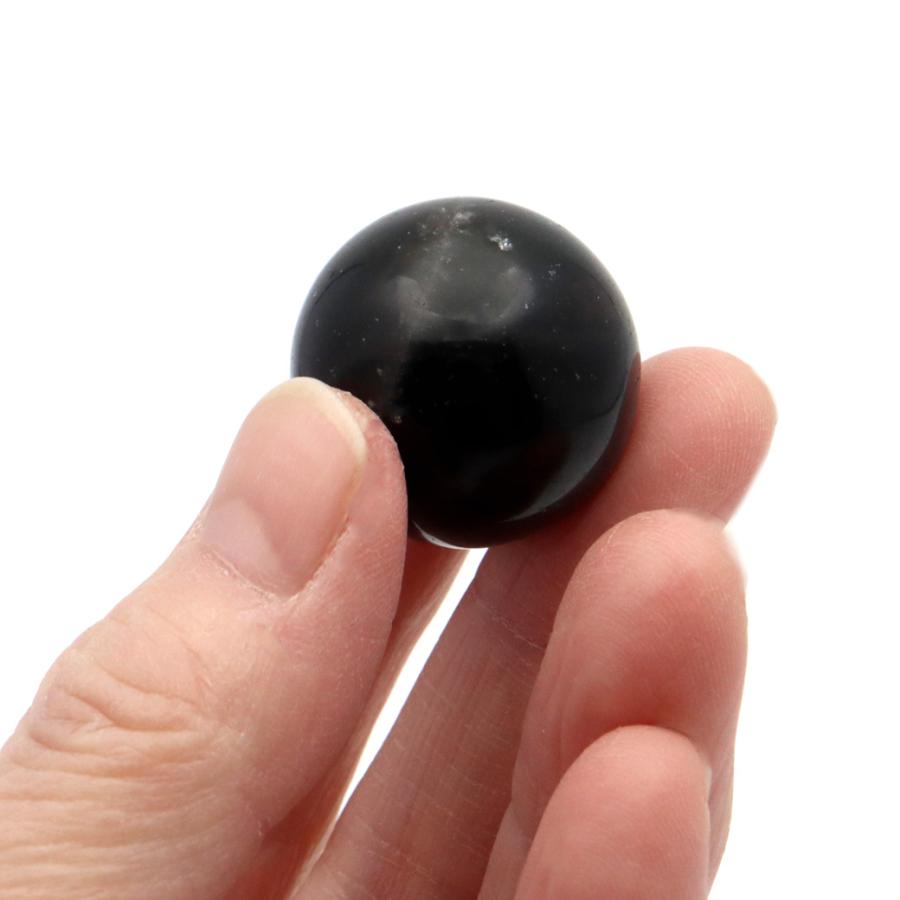 GOLD STONE モリオン 黒水晶 丸玉 24mm~26mm 山東省産 台座付き 置き物 