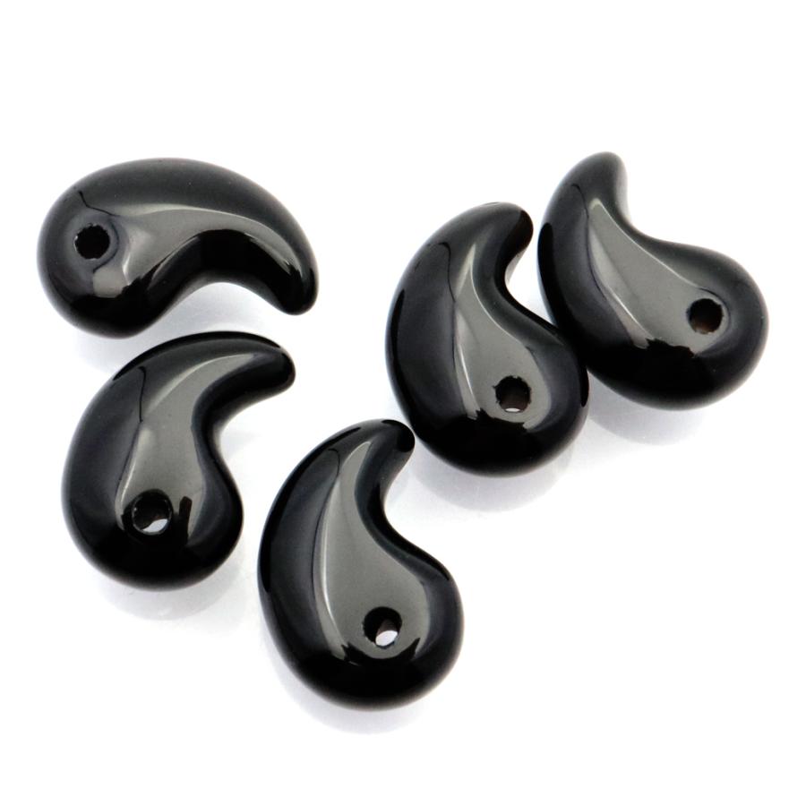 GOLD STONE 黒水晶 本物 モリオン 勾玉 まがたま 20 x 13mm お守り