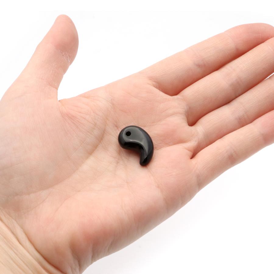 GOLD STONE 黒水晶 本物 モリオン 勾玉 まがたま 20 x 13mm お守り