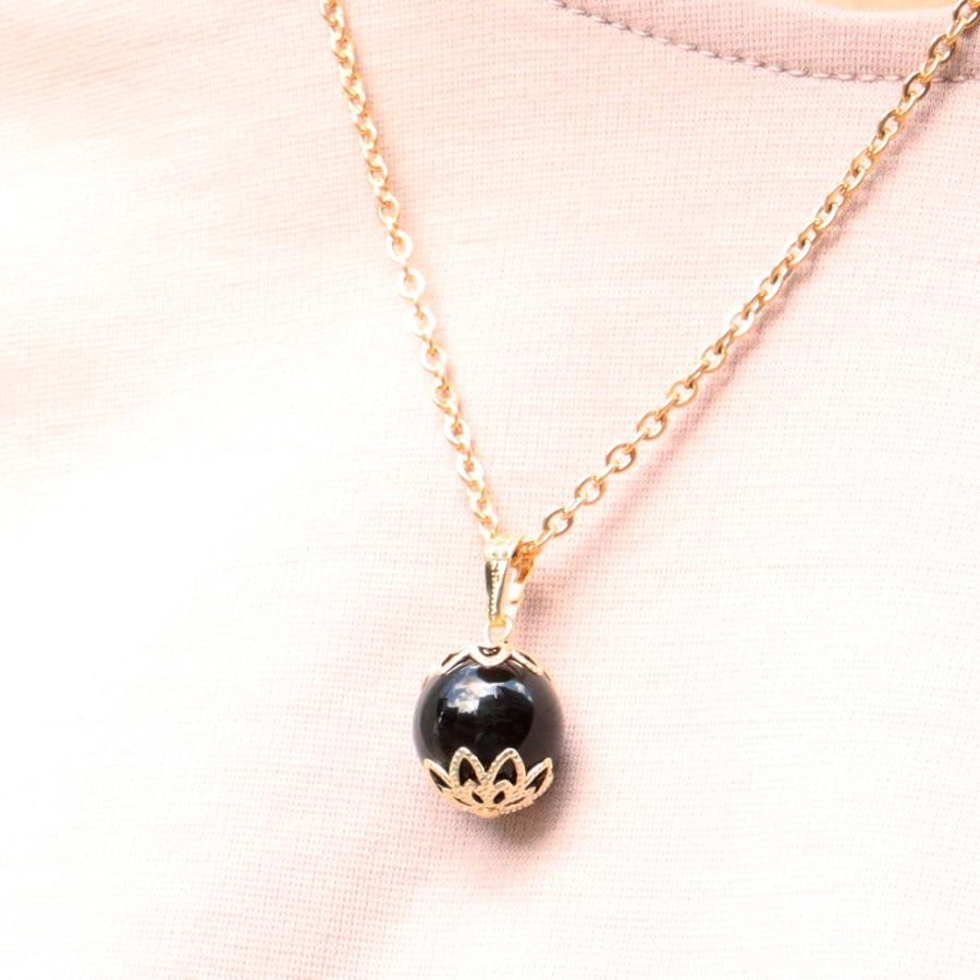 GOLD STONE モリオン ネックレス 黒水晶 デザイン ペンダント