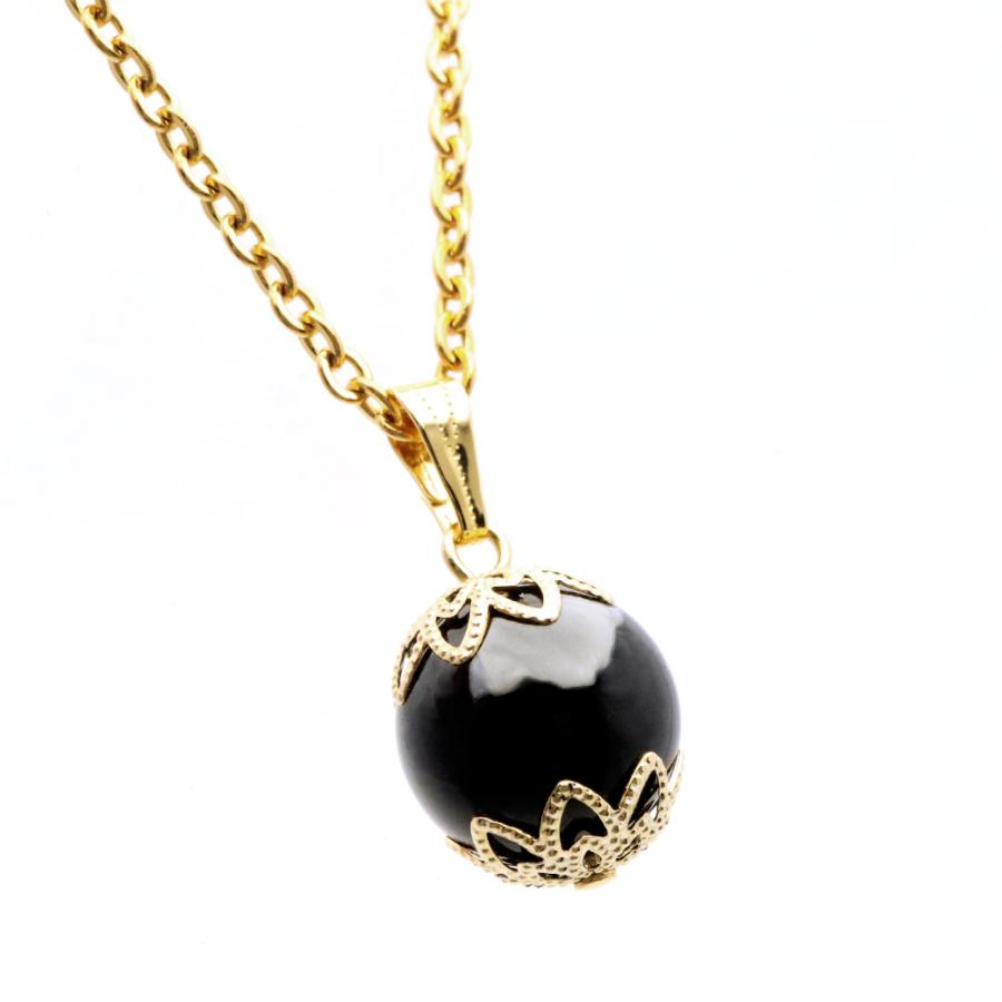 GOLD STONE モリオン ネックレス 黒水晶 デザイン ペンダント 