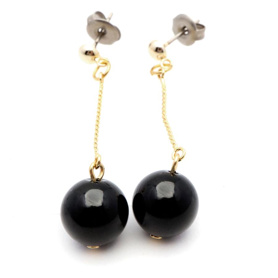 モリオン ピアス 黒水晶 揺れる スタッドピアス 両耳用 レディース  