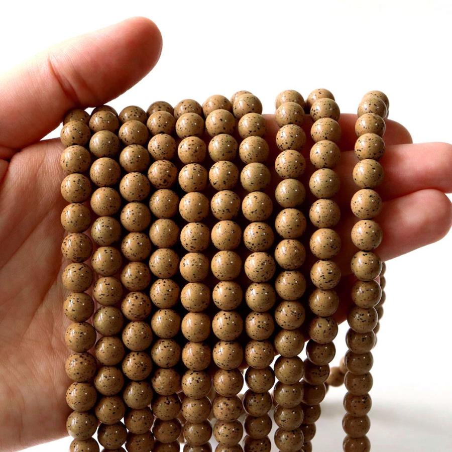 GOLD STONE 北投石 一連 ビーズ 8mm 40cm 橙色 台湾産 マイナスイオン