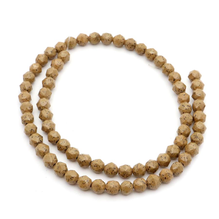 GOLD STONE 北投石 一連 ビーズ 6mm スターカット 40cm 橙色 台湾産