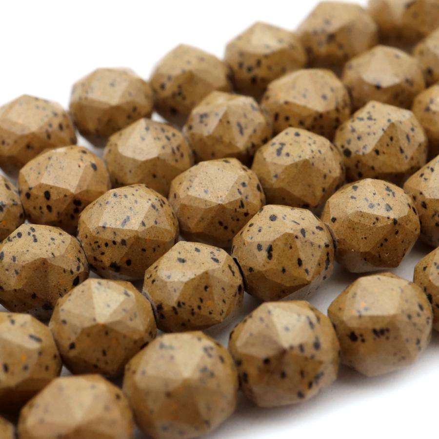 GOLD STONE 北投石 一連 ビーズ 6mm スターカット 40cm 橙色 台湾産