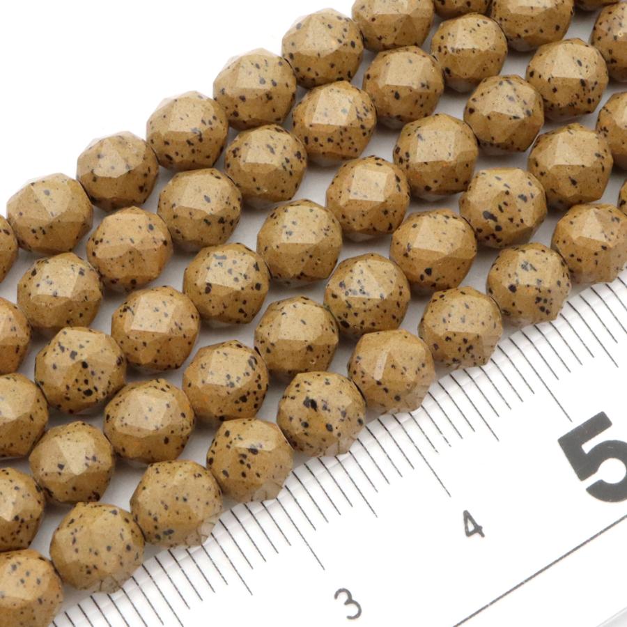 GOLD STONE 北投石 一連 ビーズ 6mm スターカット 40cm 橙色 台湾産
