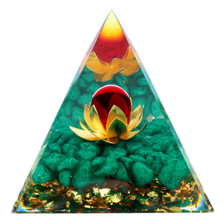 オルゴナイト ピラミッド 蓮の花 orgonite pyramid  置物 天然石 パワーストーン 浄化 父の日 贈り物 プレゼント ギフト 贈り物｜goldstone｜02