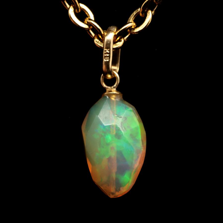 オパール ペンダント エチオピア産 ネックレス 18金 日本製 プレシャス  
