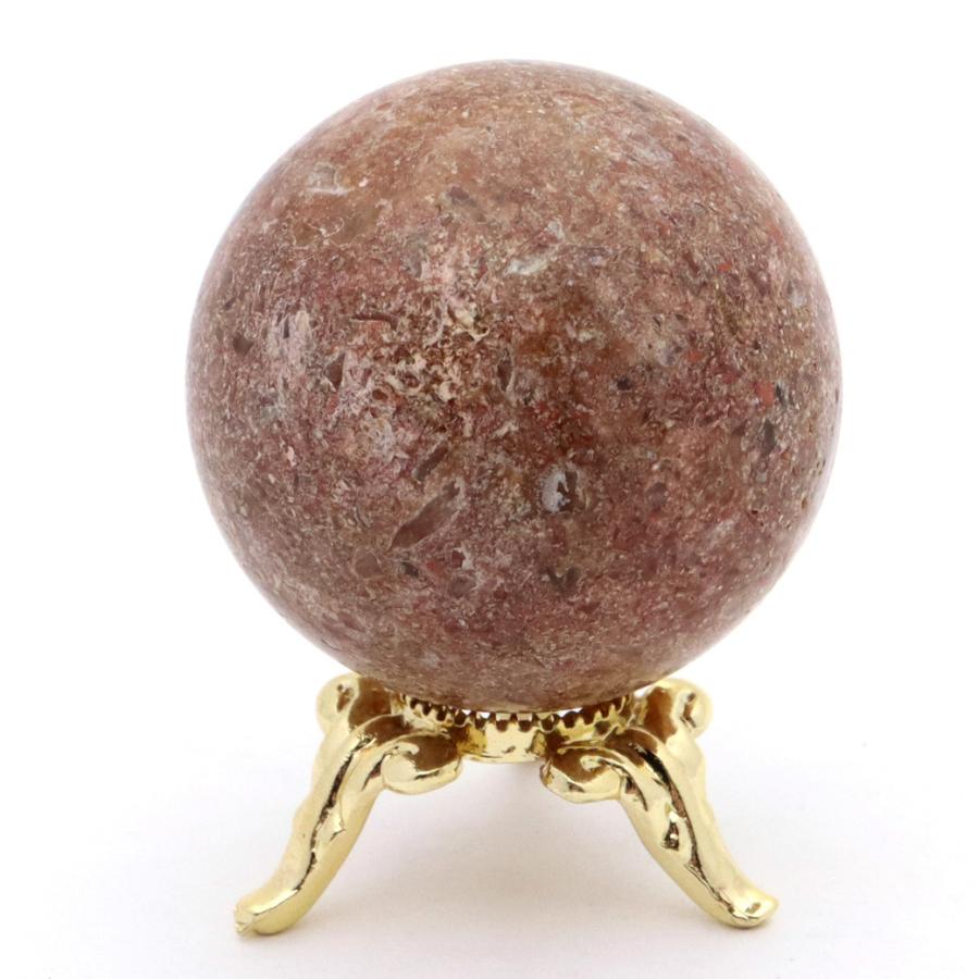 GOLD STONE パイライト イン ガーデンクォーツ 丸玉 31mm 台座付き