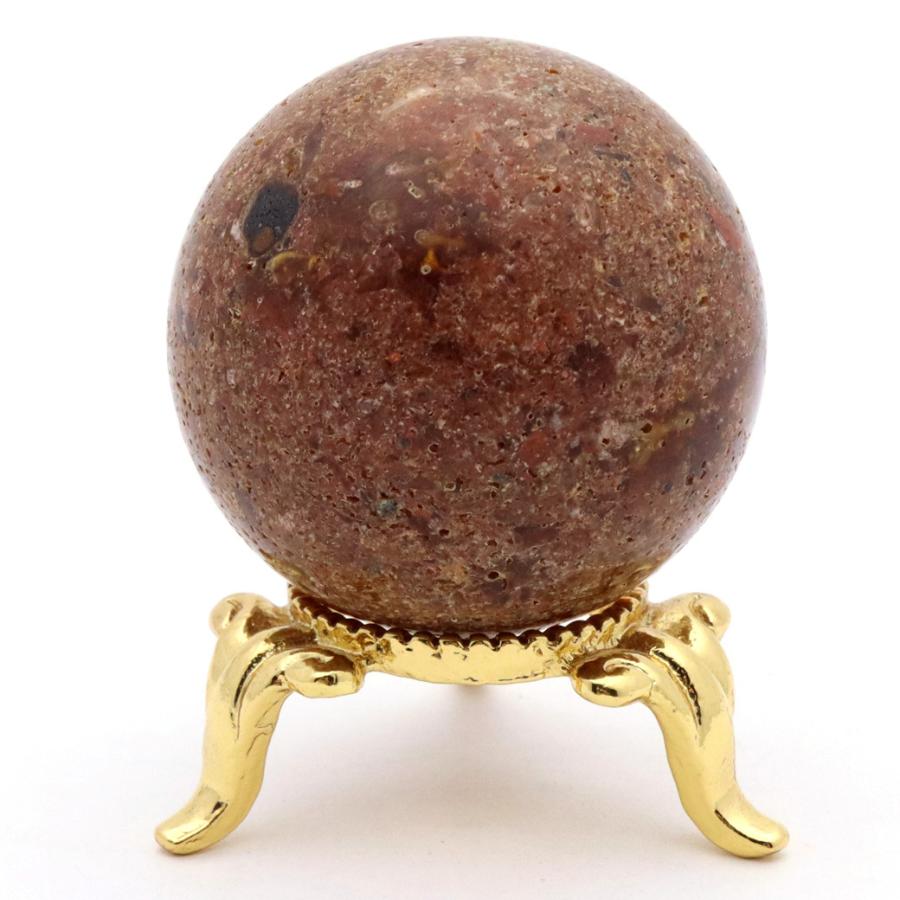 GOLD STONE パイライト イン ガーデンクォーツ 丸玉 34mm 台座付き