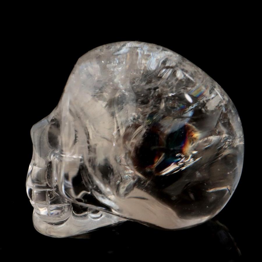 高品質✨水晶スカル　虹入り　骸骨　置物 GOLD STONE クリスタル スカル 天然水晶 虹入り 骸骨 置物
