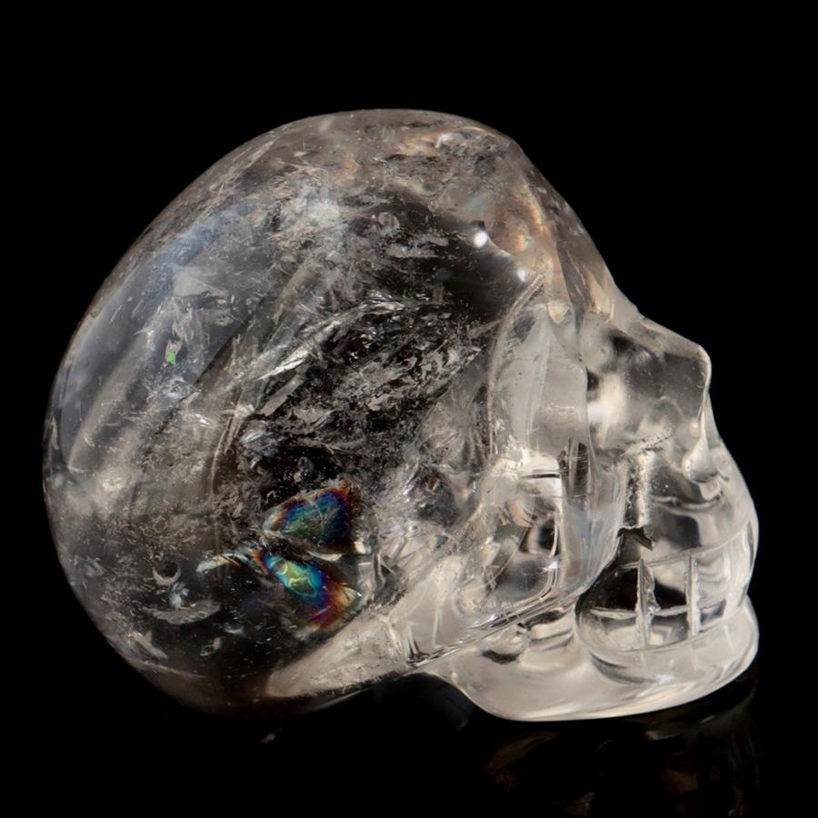 高品質✨水晶スカル　虹入り　骸骨　置物 GOLD STONE クリスタル スカル 天然水晶 虹入り 骸骨 置物