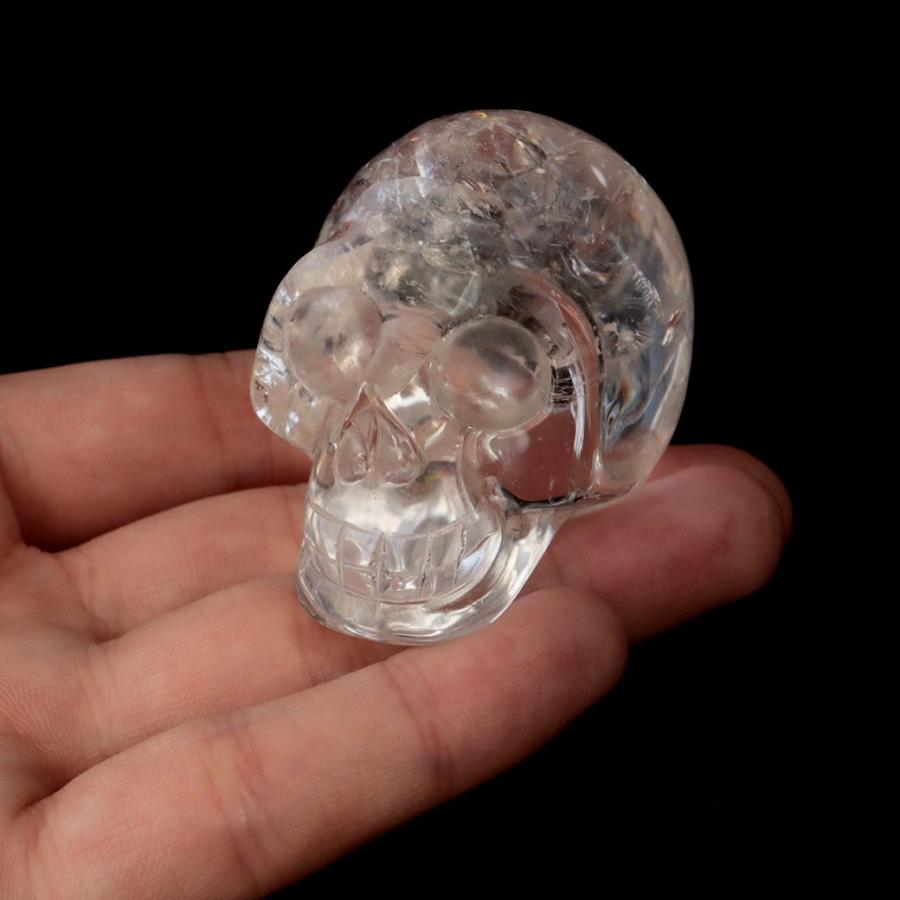 GOLD STONE クリスタル スカル 天然水晶 虹入り 骸骨 置物
